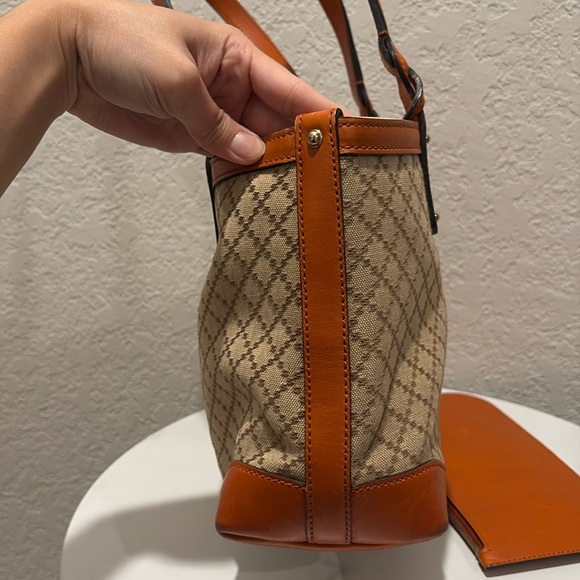 GUCCI with pouch Diamante Craft Hand Tote Bag Canvas Leather Beige - Picture 14 of 15